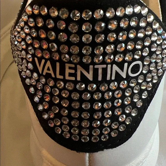 Valentino Women's White Sneakers with Black and Silver Accents - Picture 10 of 13